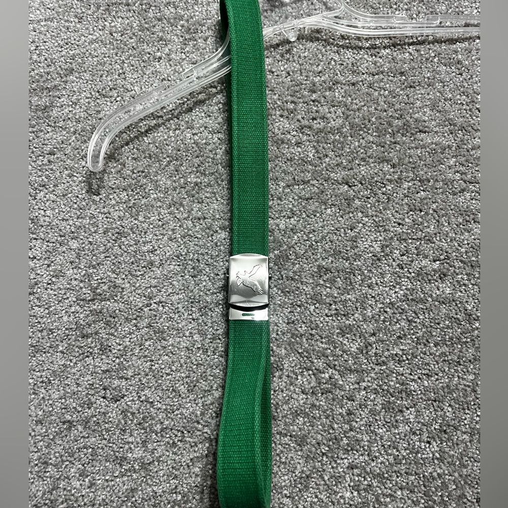 American Eagle Y2K Green Cloth Webbing Silver Buckle Belt